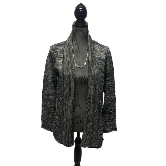 White Stag Cardigan Womens Size Medium 8-10 Black Gray Open Front Sweater Office - Picture 1 of 6